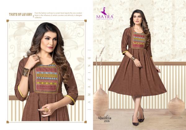 Mayra khushboo Rayon embroidery Designer kurti collection        